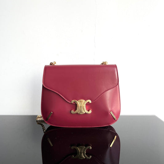 BESACE TRIPHOME 24 CUIR DE VEAU BRILLANT ROUGE RUBIS