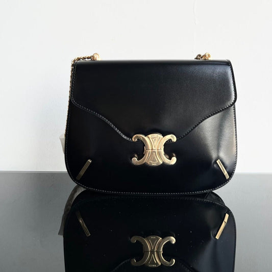 BESACE TRIPHOME 24 CUIR DE VEAU NOIR BRILLANT