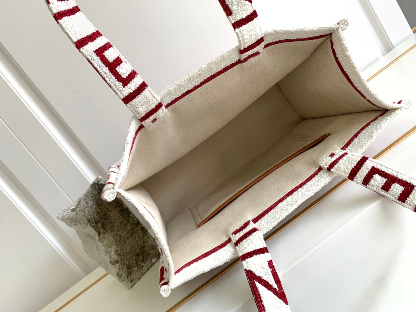 grand cabas 41 blanc bordeaux toile multi logo