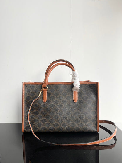 Sac cabas Triphome 35 en cuir de veau noir