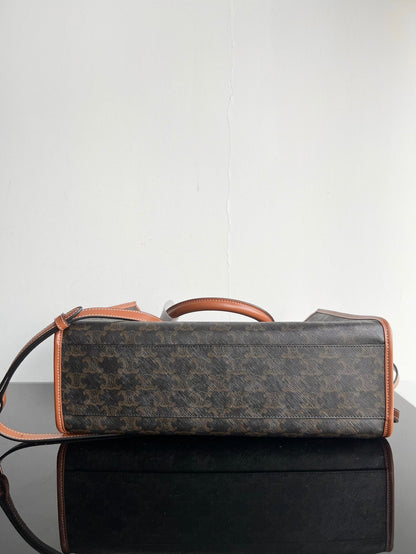 Sac cabas Triphome 35 en cuir de veau noir