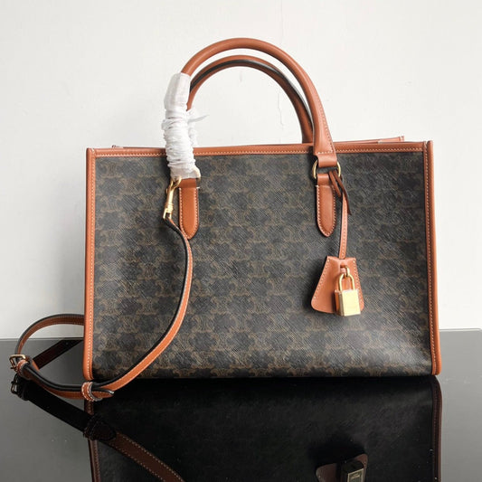 Sac cabas Triphome 35 en cuir de veau noir