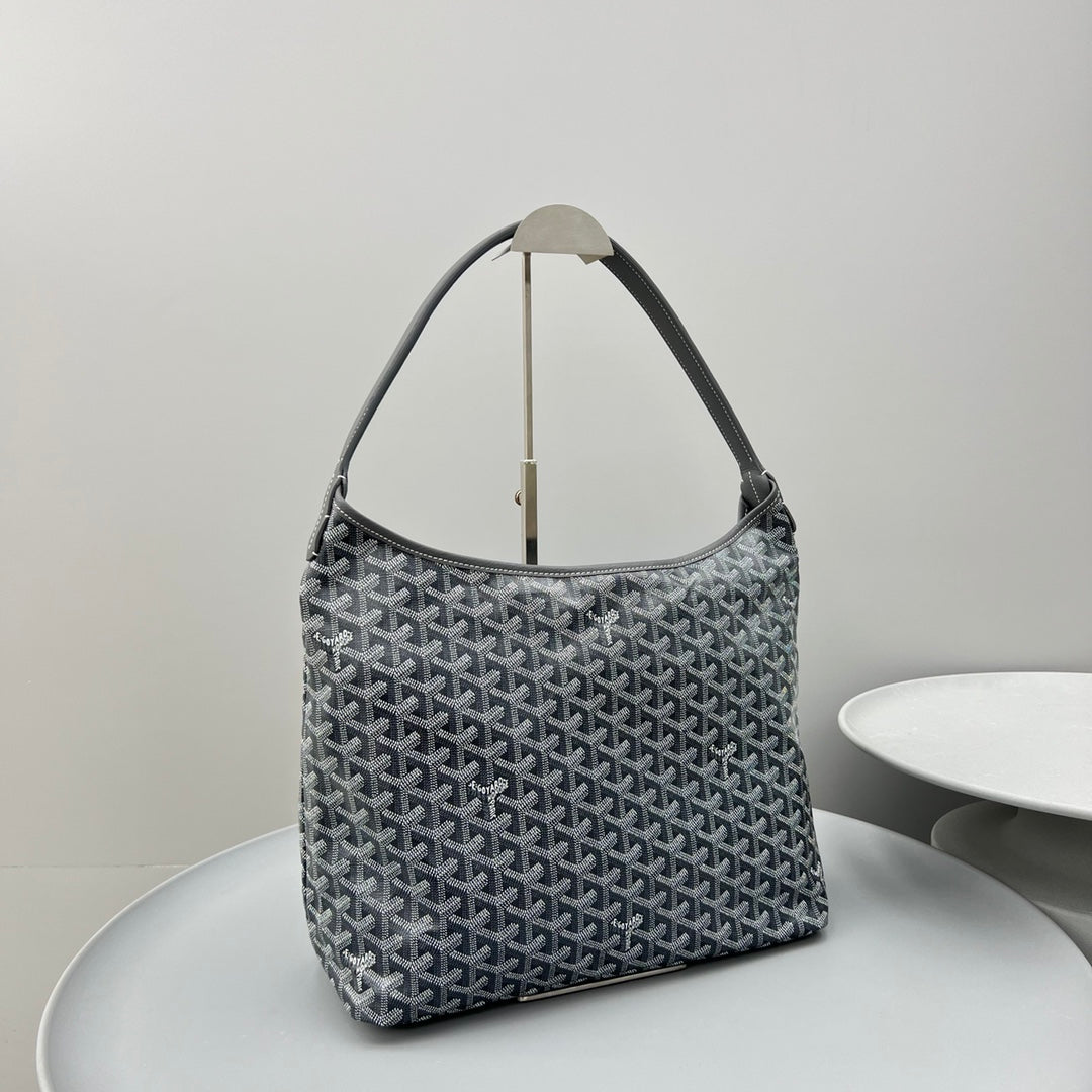 HOBO BOHÈME 34 グレーのゴヤルダン キャンバスとカーフスキン
