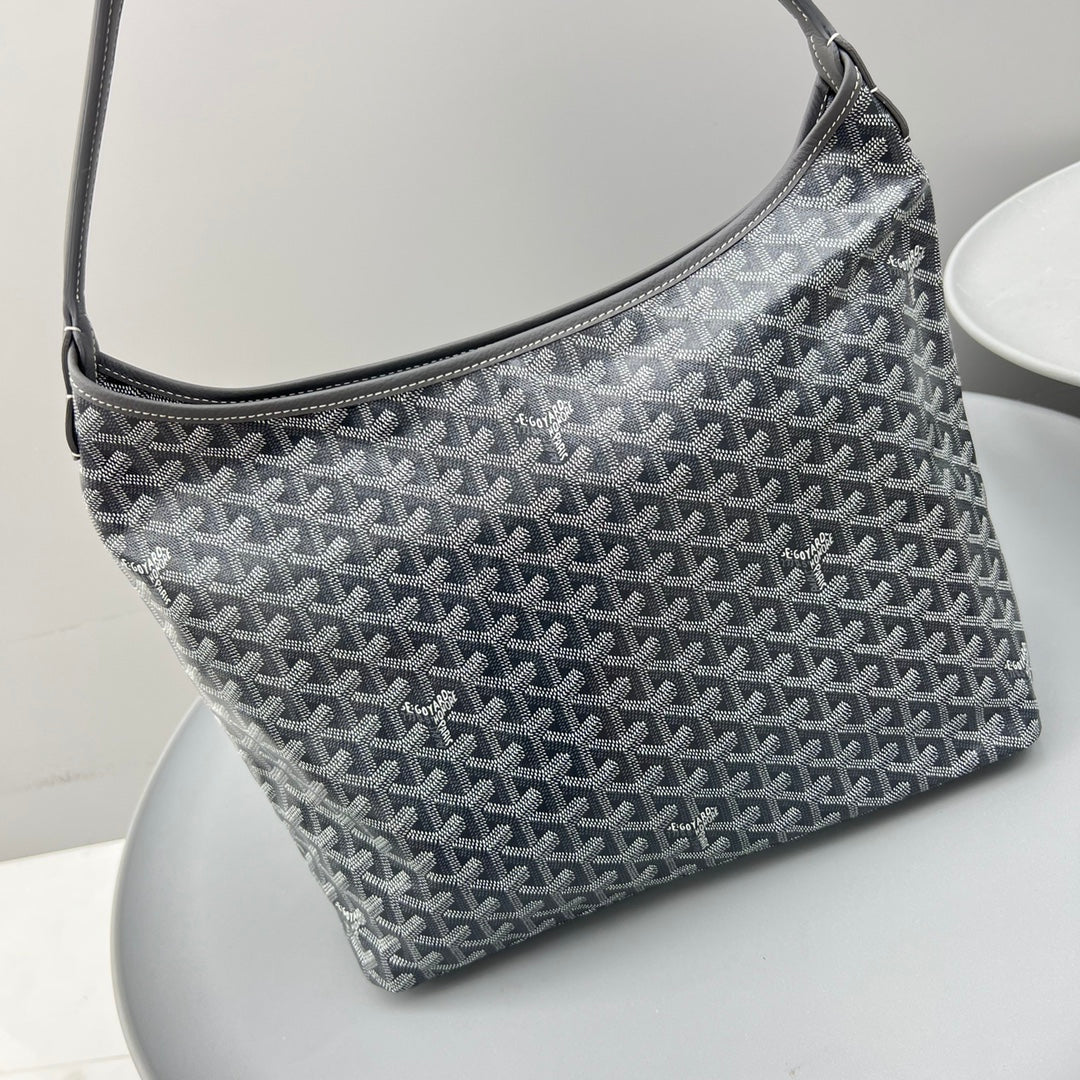HOBO BOHÈME 34 グレーのゴヤルダン キャンバスとカーフスキン