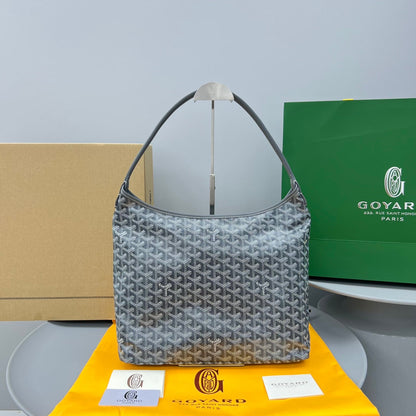 HOBO BOHÈME 34 グレーのゴヤルダン キャンバスとカーフスキン