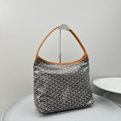 HOBO BOHÈME 34 EN TOILE GOYARDINE MARRON ET CUIR DE VEAU