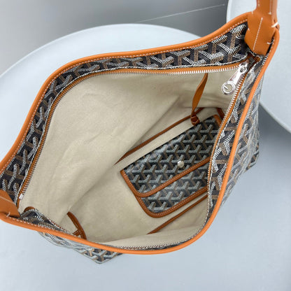 HOBO BOHÈME 34 EN TOILE GOYARDINE MARRON ET CUIR DE VEAU
