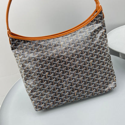 HOBO BOHÈME 34 EN TOILE GOYARDINE MARRON ET CUIR DE VEAU