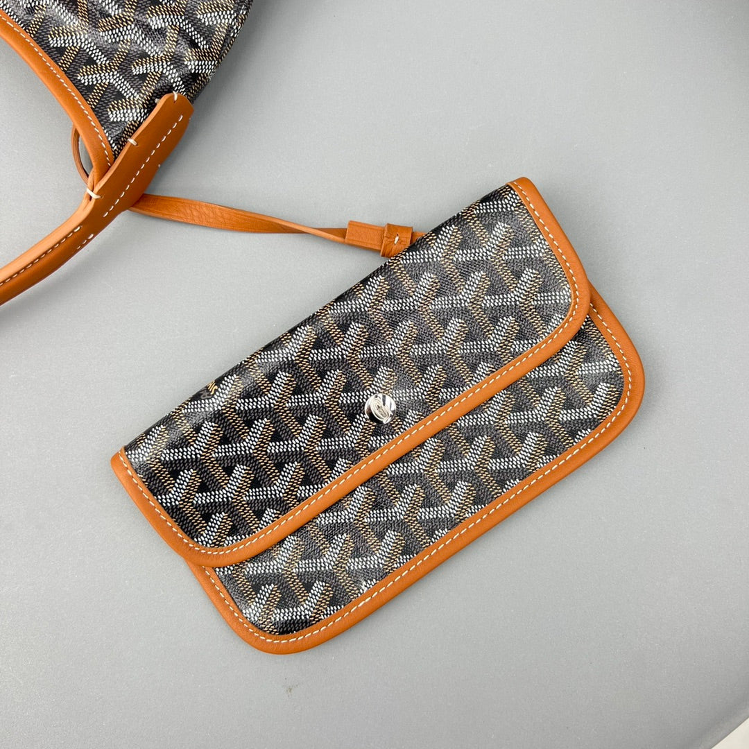 HOBO BOHÈME 34 EN TOILE GOYARDINE MARRON ET CUIR DE VEAU