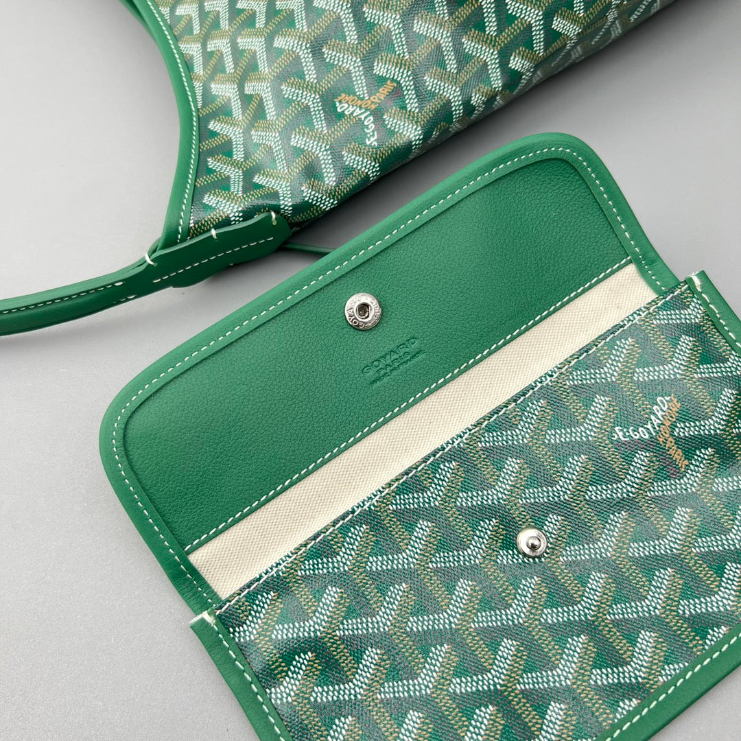 HOBO BOHÈME 34 グリーン ゴヤルダン キャンバスとカーフスキン
