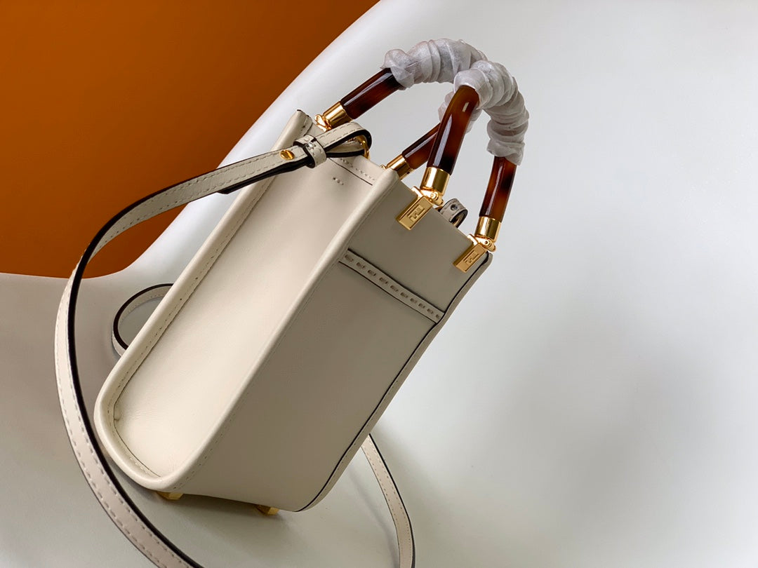 Sac cabas Fend Mini Sunshine 18 en cuir blanc 
