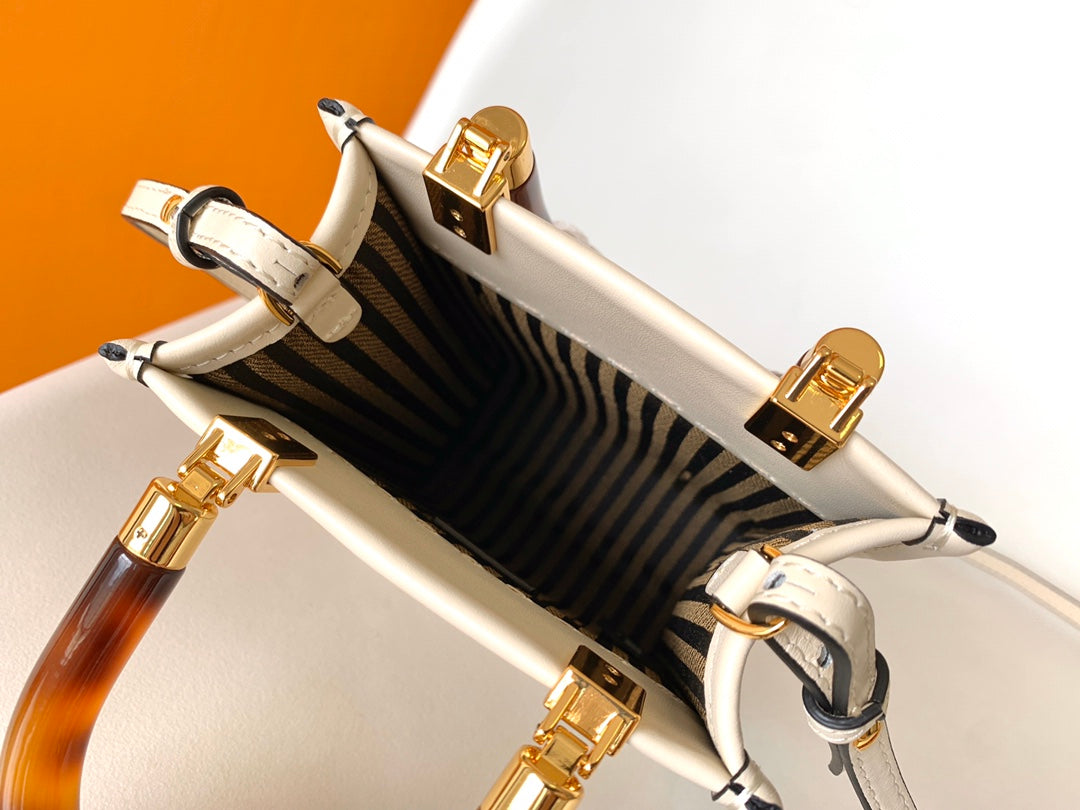 Sac cabas Fend Mini Sunshine 18 en cuir blanc 