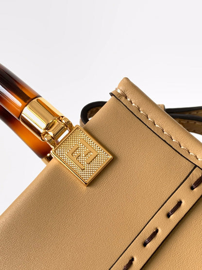 Sac cabas Fend Mini Sunshine 18 en cuir beige 