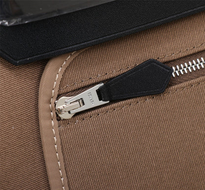 HM HERBAG ZIP 31 TOILE NOIRE ET MARRON CENDRÉ