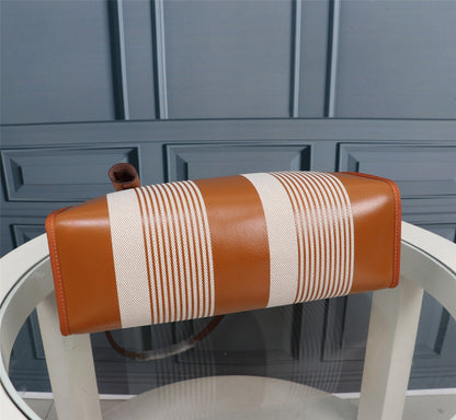 HM HERBAG ZIP 31 TOILE À MOTIF CENDRE ET CRÈME