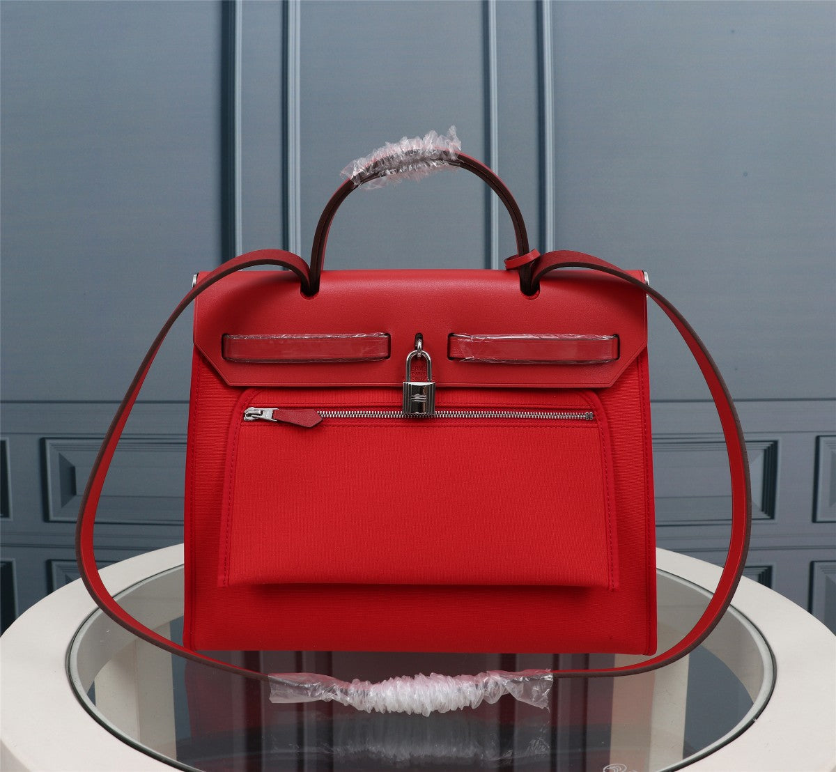 HM HERBAG ZIP 31 TOILE ROUGE