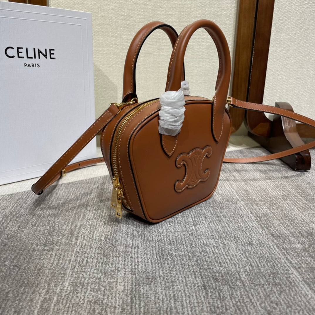 トリオンフ トップハンドルバッグ 20 ブロンズブラウン カーフスキン