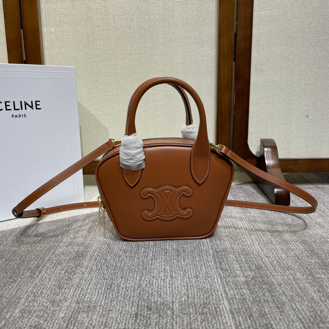 トリオンフ トップハンドルバッグ 20 ブロンズブラウン カーフスキン
