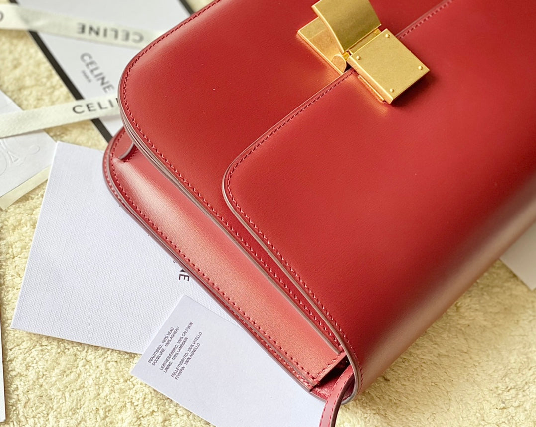 SAC CLASSIQUE MOYEN CELINE 24 CM EN CUIR DE VEAU ROUGE