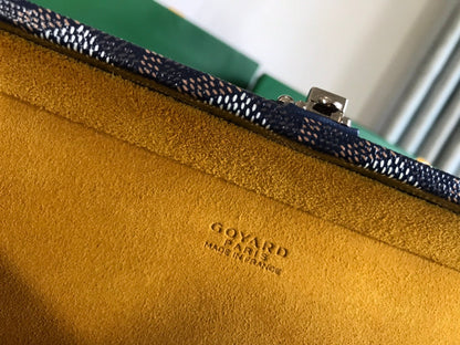 SAC COFFRE GRAND HÔTEL 24 EN TOILE GOYARDINE BLEU MARINE ET CUIR DE VEAU