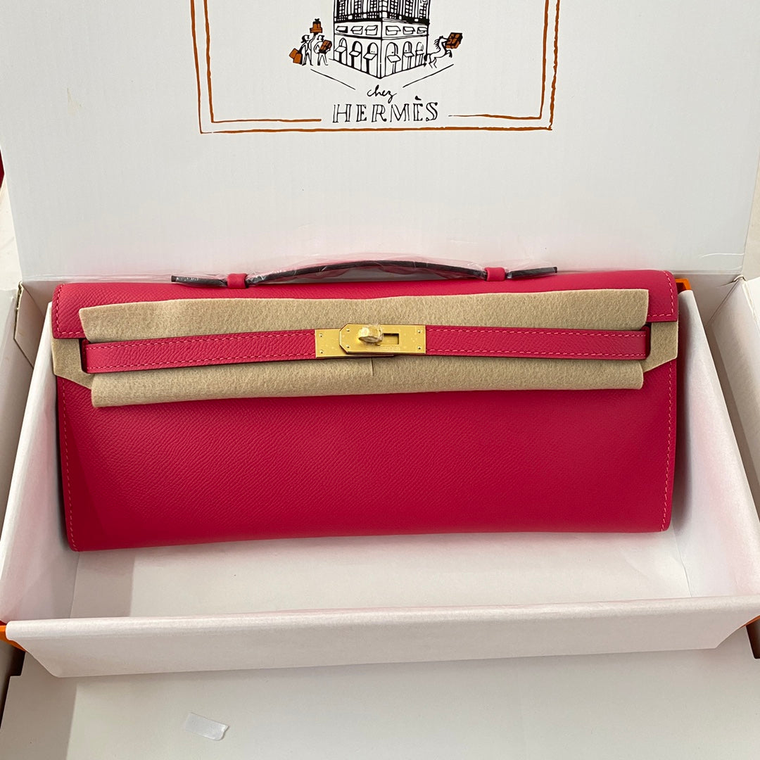 HM Kelly Cut 31 Cuir Epsom rose cramoisi Quincaillerie dorée 229060