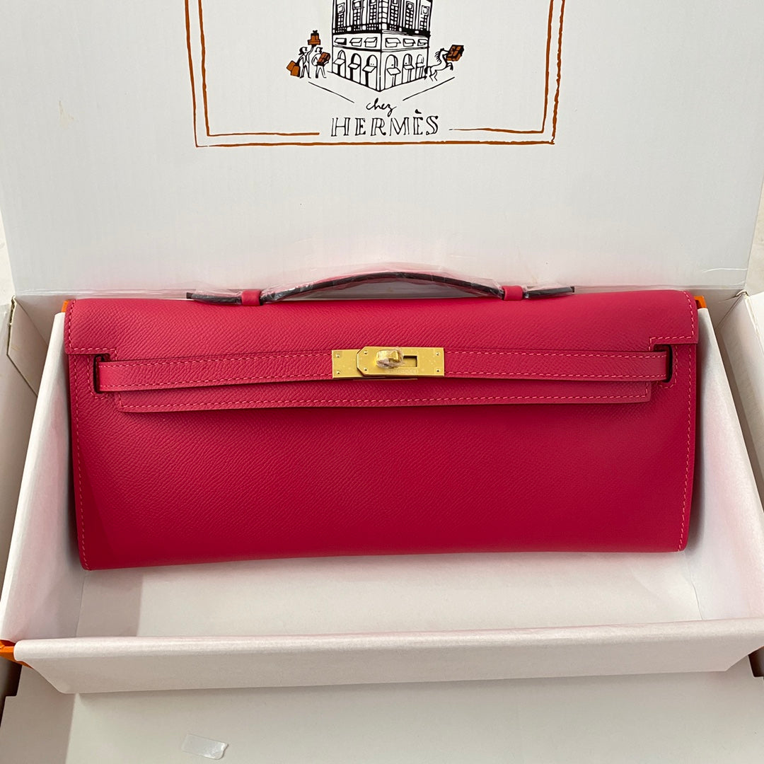 HM Kelly Cut 31 Cuir Epsom rose cramoisi Quincaillerie dorée 229060