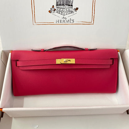 HM Kelly Cut 31 Cuir Epsom rose cramoisi Quincaillerie dorée 229060