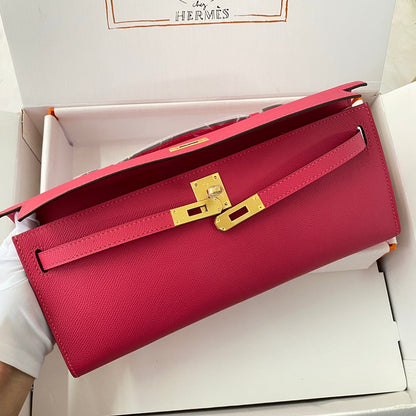 HM Kelly Cut 31 Cuir Epsom rose cramoisi Quincaillerie dorée 229060