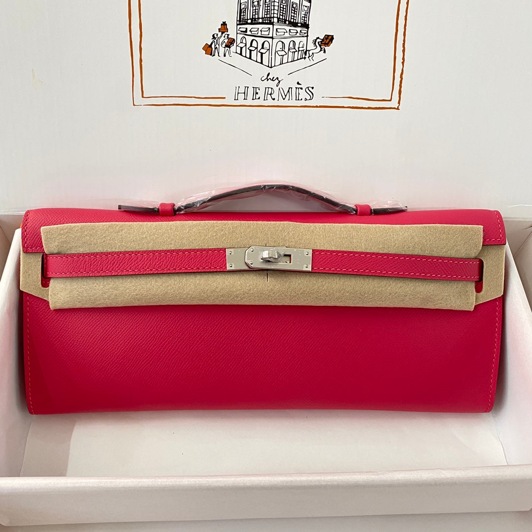 HM Kelly Cut 31 Cuir Epsom rose cramoisi Quincaillerie argentée 229061