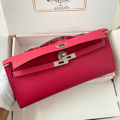 HM Kelly Cut 31 Cuir Epsom rose cramoisi Quincaillerie argentée 229061