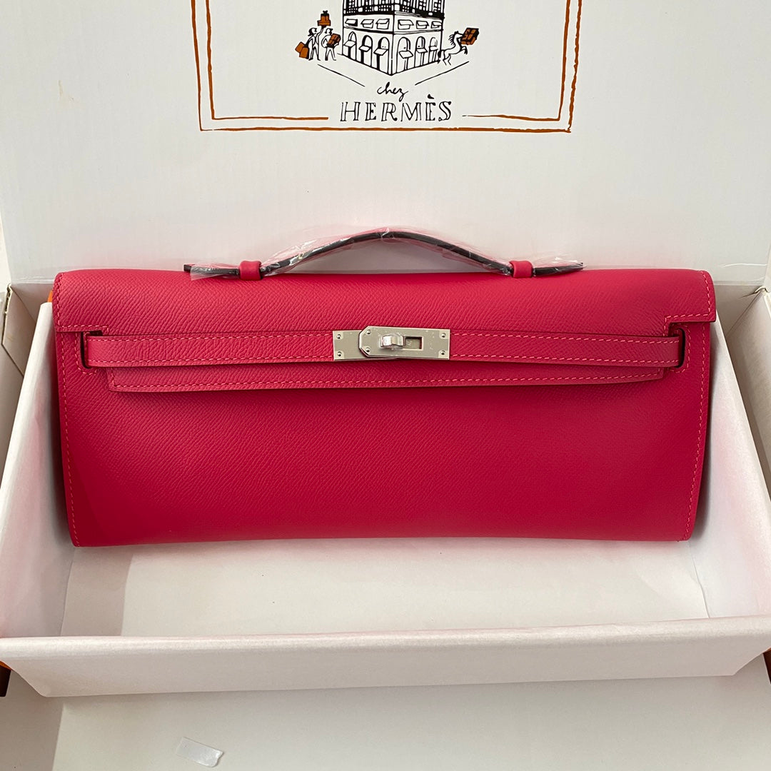 HM Kelly Cut 31 Cuir Epsom rose cramoisi Quincaillerie argentée 229061