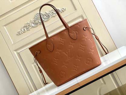 NEVERFULL MM 32 CUIR MARRON MONOGRAMME EMPREINTE 