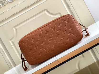 NEVERFULL MM 32 CUIR MARRON MONOGRAMME EMPREINTE 