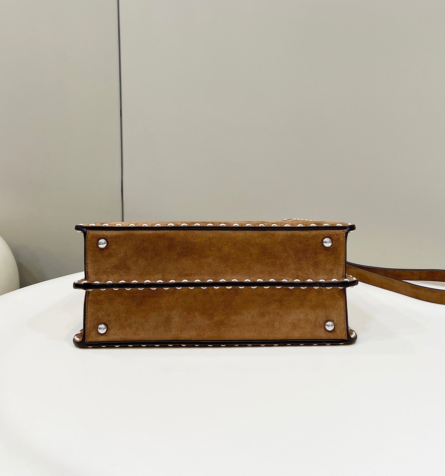 PEEKABOO ISEEU 33 IN SEPIA BROWN SUEDE SILVER HARDWARE