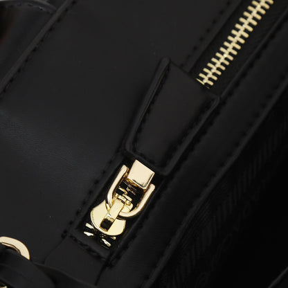 Grand sac fourre-tout Pra 39 en cuir de veau noir et métal doré