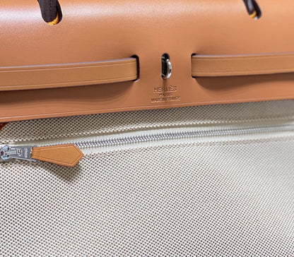 Herbag 31 Toile Blanc Toile Cuir de vachette doré