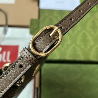 Petit sac à bandoulière GG Ophidia 21 cm en toile beige marron foncé