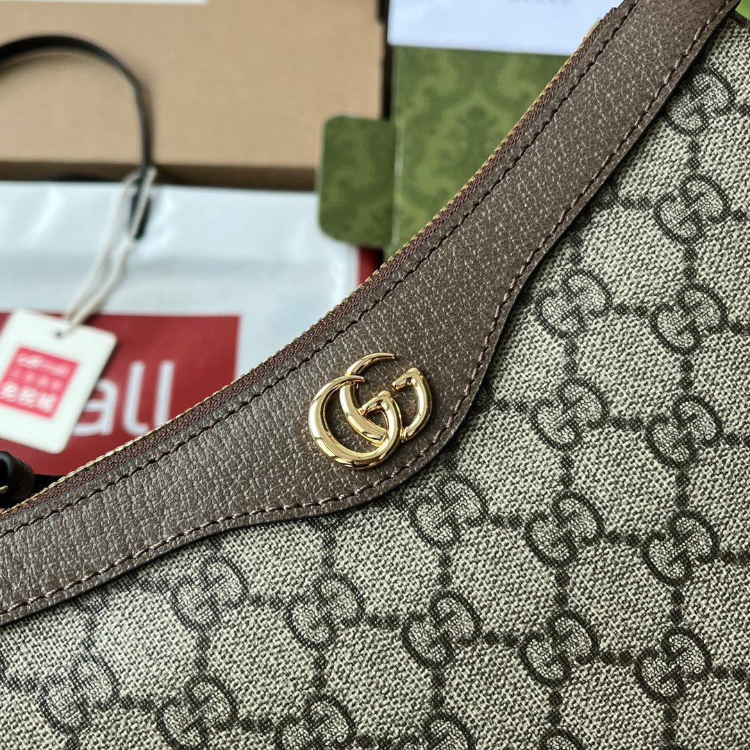 Petit sac à bandoulière GG Ophidia 21 cm en toile beige marron foncé