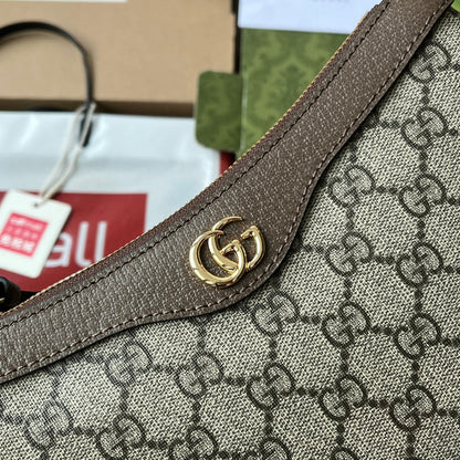 Petit sac à bandoulière GG Ophidia 21 cm en toile beige marron foncé