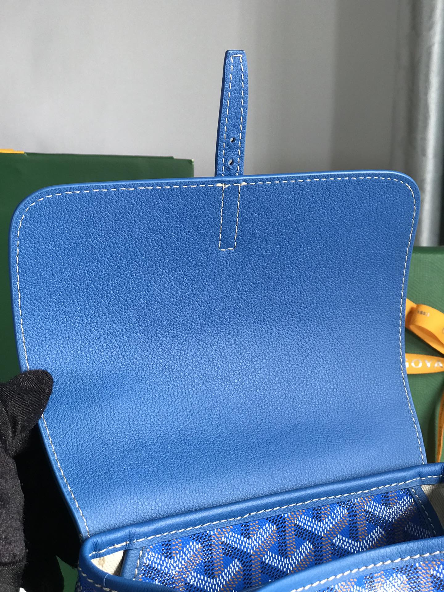 MINI SAC À DOS ALPIN 21 EN CUIR D'AGNEAU BLEU SAPHIR ET TOILE GOYARDINE