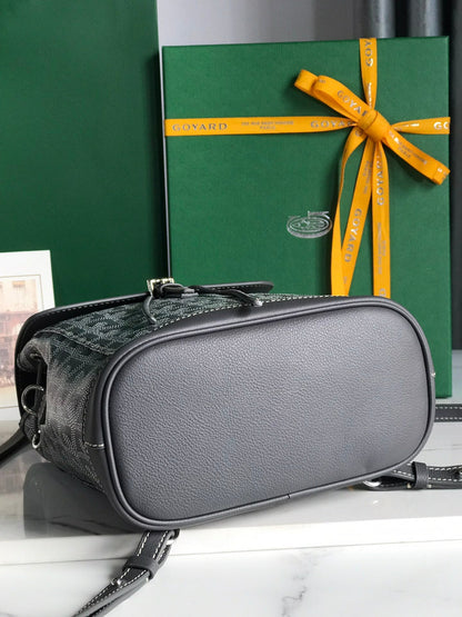 Mini sac à dos Alpin 21 en cuir d'agneau gris et toile Goyardine