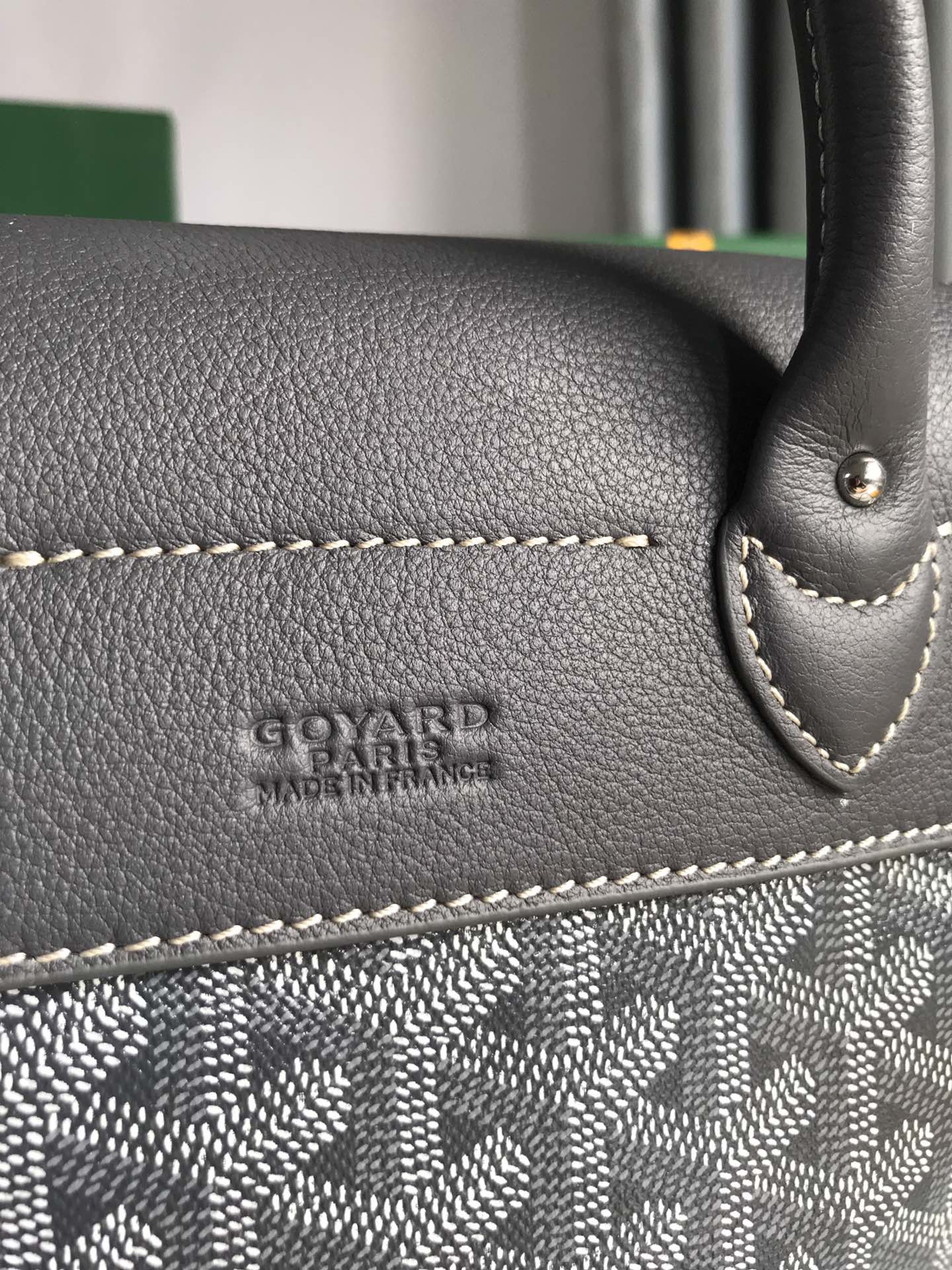 Mini sac à dos Alpin 21 en cuir d'agneau gris et toile Goyardine