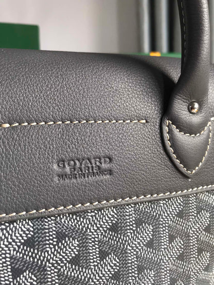 Mini sac à dos Alpin 21 en cuir d'agneau gris et toile Goyardine