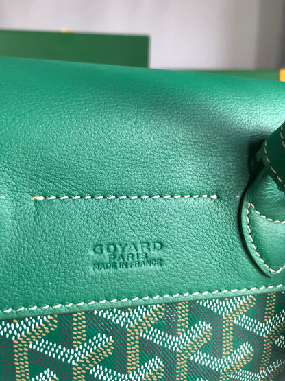 MINI SAC À DOS ALPIN 21 EN CUIR D'AGNEAU VERT ET TOILE GOYARDINE