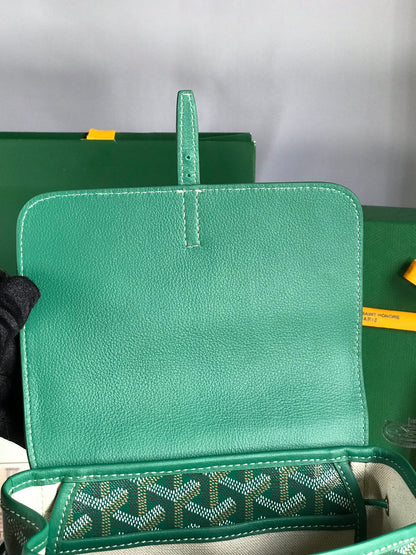 MINI SAC À DOS ALPIN 21 EN CUIR D'AGNEAU VERT ET TOILE GOYARDINE