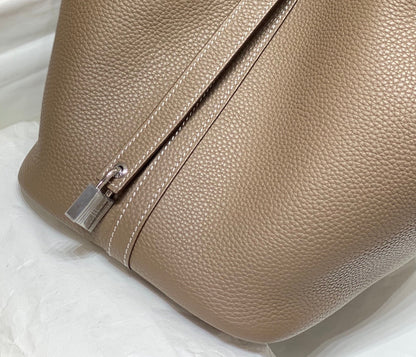 Serrure Picotin Etoupe Togo Cuir Argent Quincaillerie