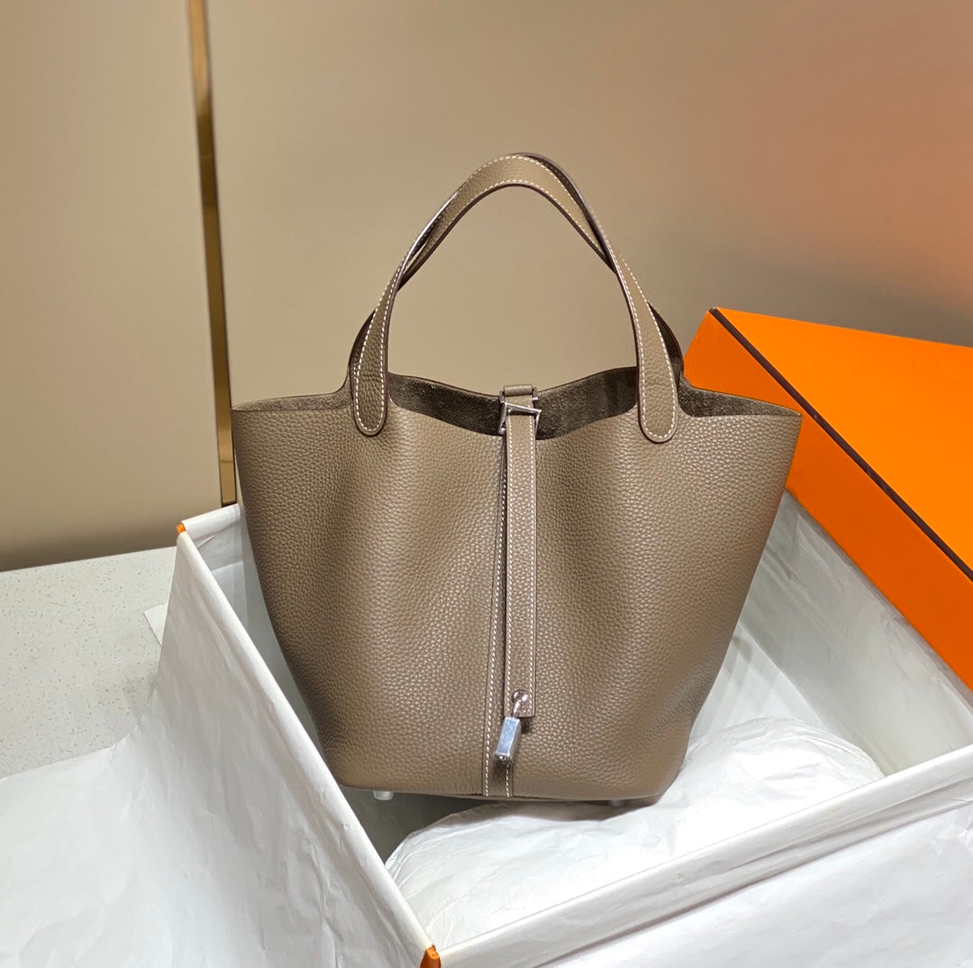 Serrure Picotin Etoupe Togo Cuir Argent Quincaillerie