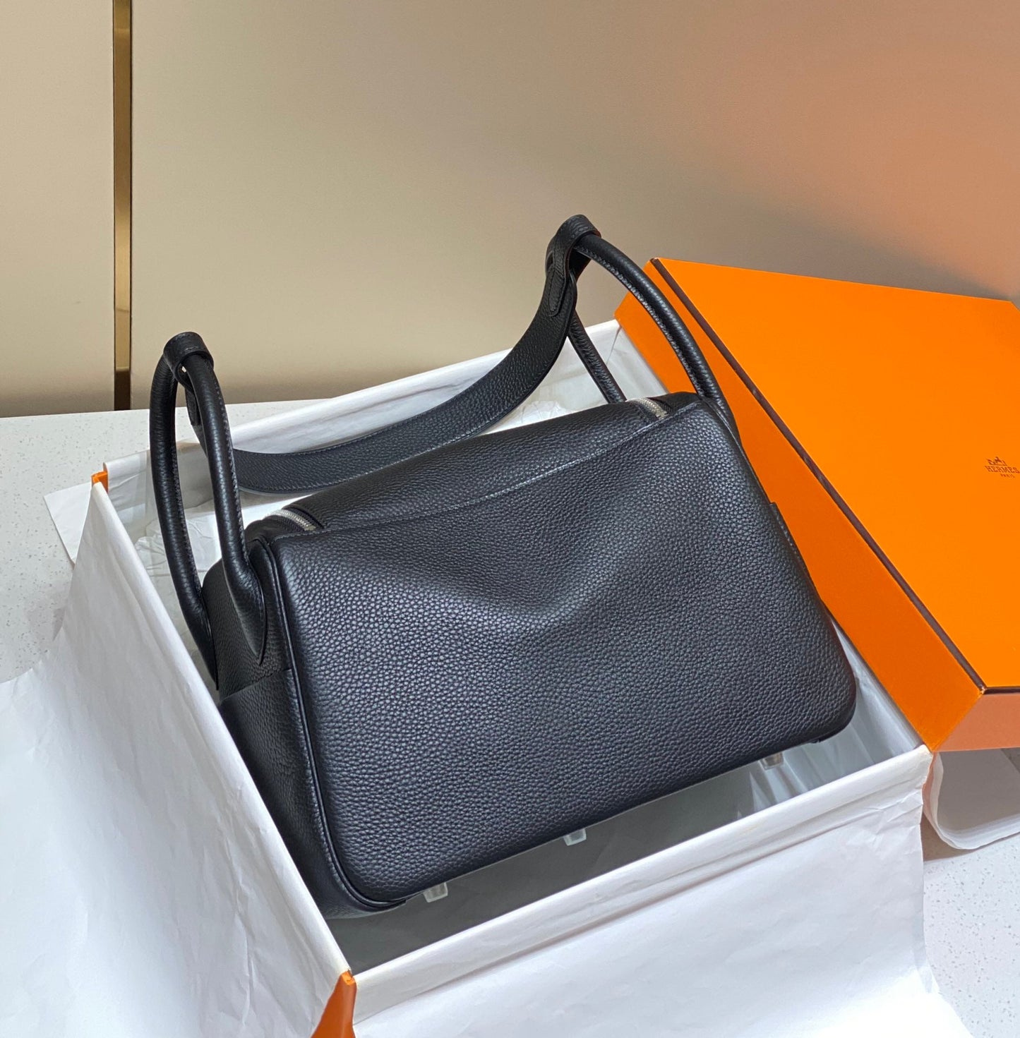 HM LINDY 30 BAG NAVY TAURILLON CLEMENCE LEATHER