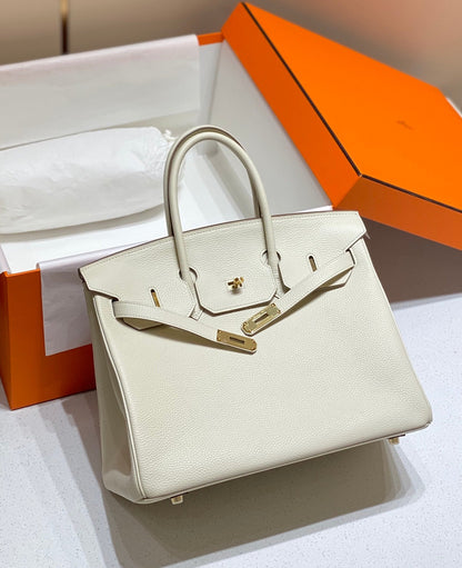 HM BIRKIN 35CM CUIR TOGO BLANC QUINCAILLERIE DORÉE