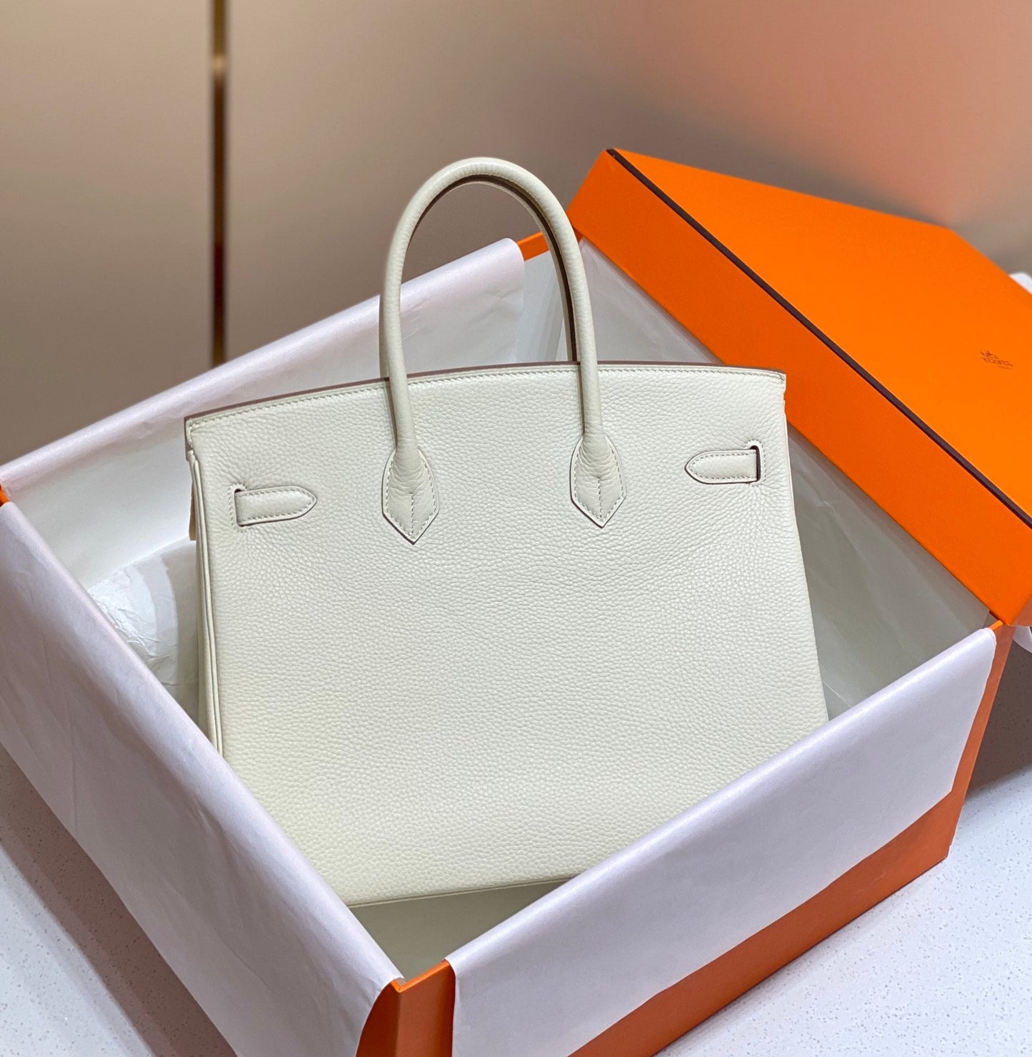 SAC HM BIRKIN 35 CM BLANC TOGO QUINCAILLERIE DORÉE